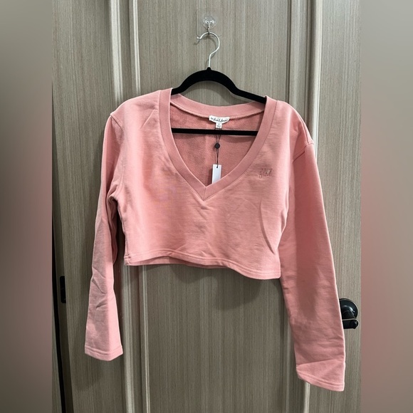 ⭐ NEW ⭐ For Love & Lemons Morgan Cropped Sweatshirt Top in pink (size S) - Picture 4 of 7
